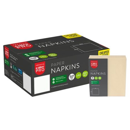 CaterPro Premium 50 Paper Napkins 3-Ply 39cm x 40cm Cream