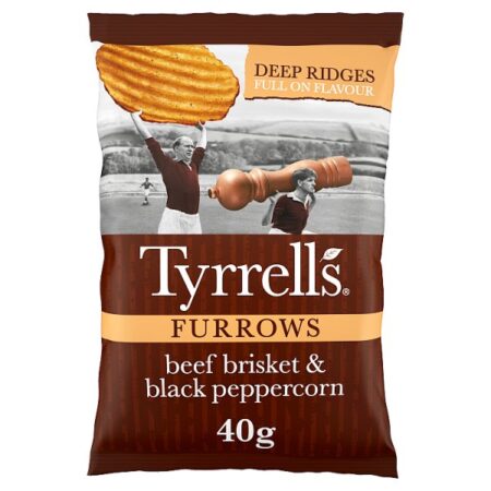 Tyrrells Furrows Beef Brisket & Black Peppercorn Crisps 40g
