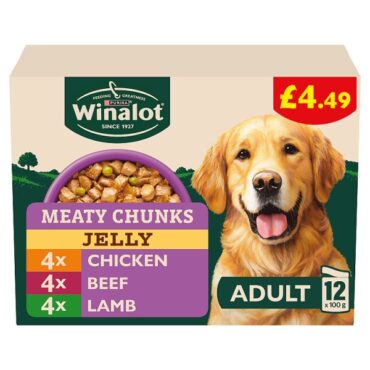 WINALOT Meaty Chunks Mixed in Jelly Wet Dog Food 12x100g PMP